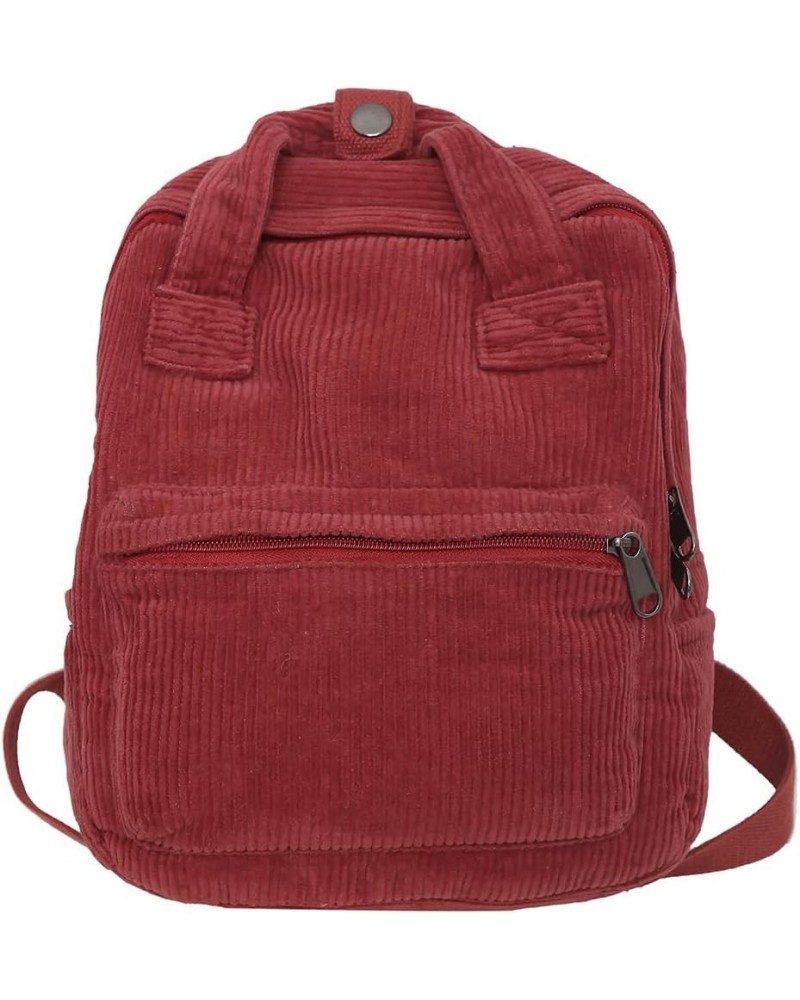 Small Backpack Purse Mini Corduroy Backpack for Women Lightweight Casual Daypack Aesthetic Everyday Backpack Purse B05-red $3...