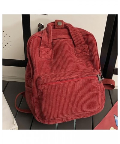 Small Backpack Purse Mini Corduroy Backpack for Women Lightweight Casual Daypack Aesthetic Everyday Backpack Purse B05-red $3...