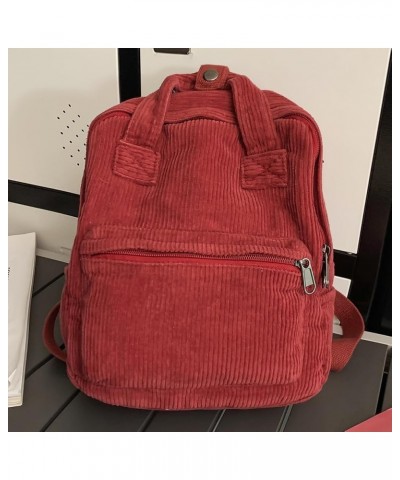 Small Backpack Purse Mini Corduroy Backpack for Women Lightweight Casual Daypack Aesthetic Everyday Backpack Purse B05-red $3...