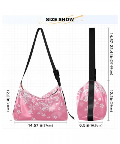 Women Shoulder Bags Pink Cherry Blossoms Over The Shoulder Bags Adults Leather Sling Bags $14.52 Hobo Bags