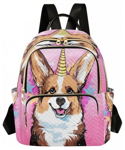 Corgi Dogs Pink Unicorn Backpack Purse for Women Anti-theft Small Fashion Travel Backpack Back Pack HandBag Lady Gifts,S Smal...