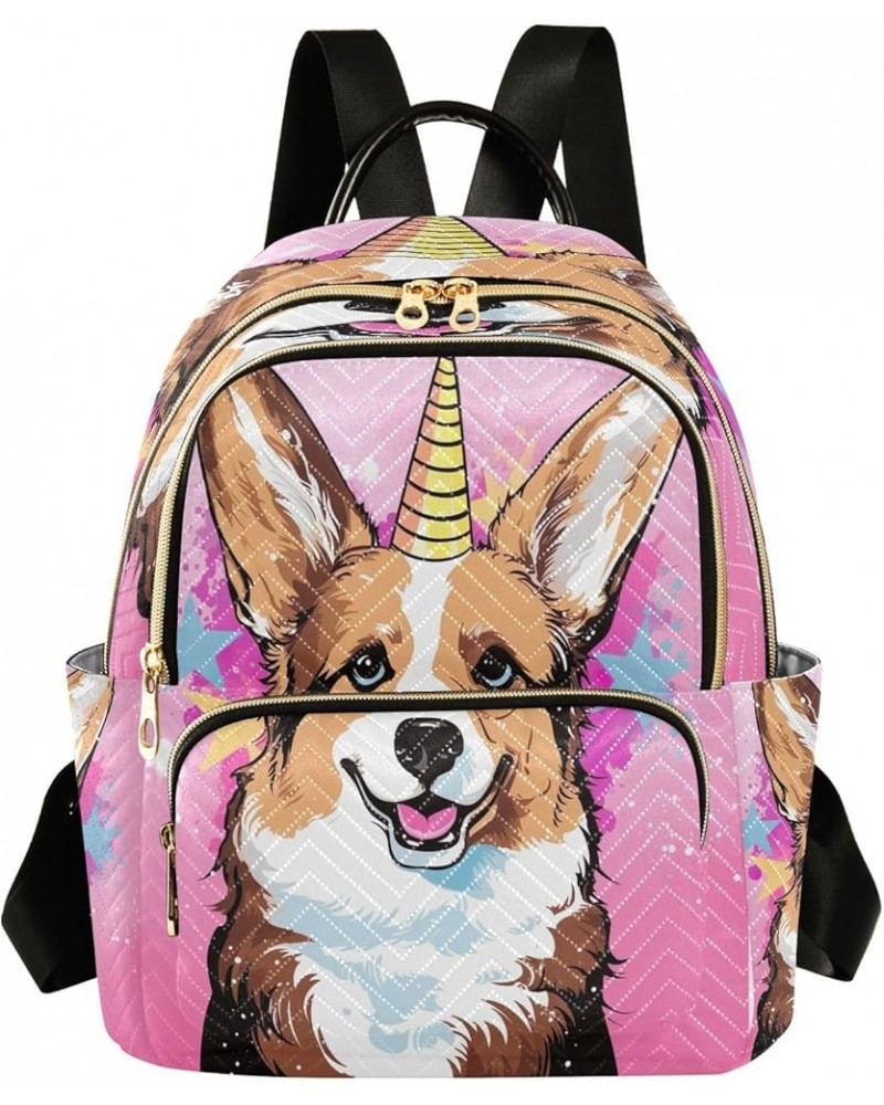 Corgi Dogs Pink Unicorn Backpack Purse for Women Anti-theft Small Fashion Travel Backpack Back Pack HandBag Lady Gifts,S Smal...