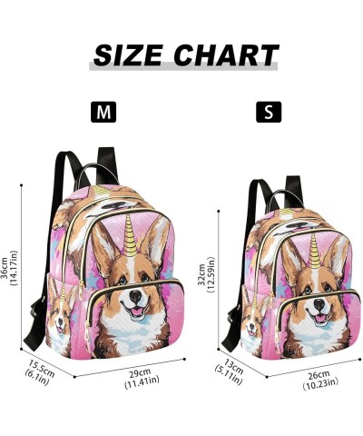 Corgi Dogs Pink Unicorn Backpack Purse for Women Anti-theft Small Fashion Travel Backpack Back Pack HandBag Lady Gifts,S Smal...