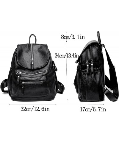 Leather Backpack Multiple Zipper Pockets Hardware Fashion Simple Women Bags (brown) Grey $24.83 Backpacks