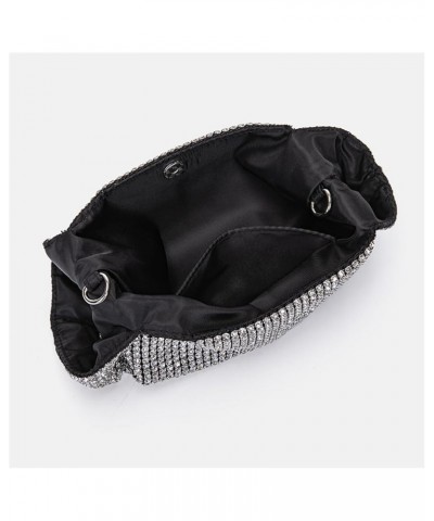 Women Glitter Evening Clutch Bling Crystal Rhinestone Full Diamond Handbag with Ring Top Handle for Party Prom Banquet Silver...