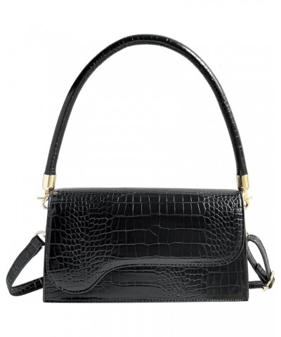 Retro Classic Clutch Shoulder Bag Crocodile Pattern Small Crossbody Handbag for Women 02black $18.14 Clutches