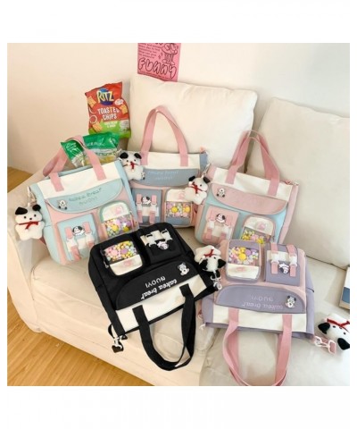 Kawaii Backpack with Cute Accessories Casual Shoulder Messenger Bag Large Tote Bag Aesthetic Crossbody Bag for Women Black $1...