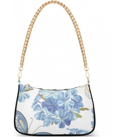 Zip Shoulder Bag for Women Flowers Phlox Butterflies Chain Handbags Womens Tote Chain Bag $14.10 Shoulder Bags