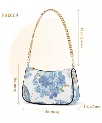 Zip Shoulder Bag for Women Flowers Phlox Butterflies Chain Handbags Womens Tote Chain Bag $14.10 Shoulder Bags