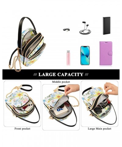 Floral Flower Crossbody Bag for Women Cell Phone Purse Wallet with Removable Chain Shoulder Handbag for Work Passport Phone T...