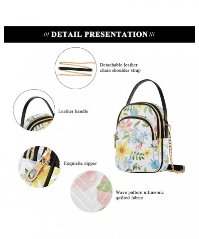 Floral Flower Crossbody Bag for Women Cell Phone Purse Wallet with Removable Chain Shoulder Handbag for Work Passport Phone T...