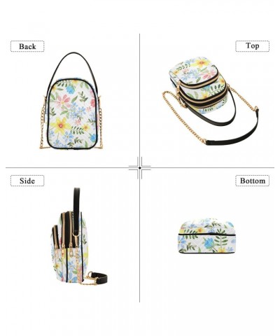 Floral Flower Crossbody Bag for Women Cell Phone Purse Wallet with Removable Chain Shoulder Handbag for Work Passport Phone T...