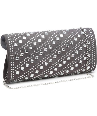 Rhinestone Evening Bags Envelope Clutch Purses Handbags Studded Evening Purses for Prom Party Wedding Dark Grey $7.79 Evening...