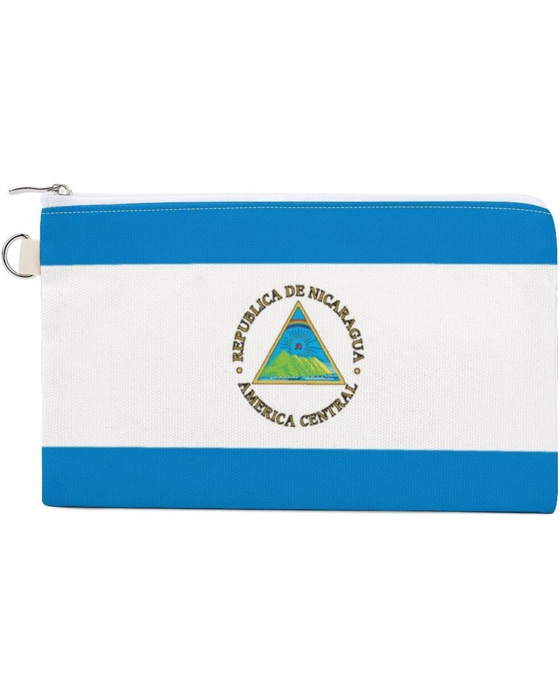 Nicaragua Flag Canvas Wallet Slim Wristlets Bag Credit Card Clutch Purses $10.96 Wallets