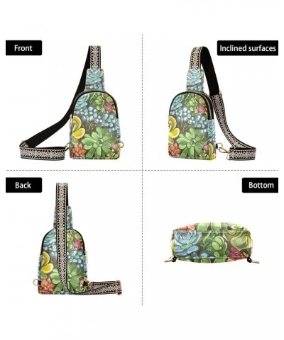 Succulent Plants Crossbody Sling Bag for Women Men Leather Chest Bags Purse Adjustable Cross Body Daypack for Outdoors Travel...