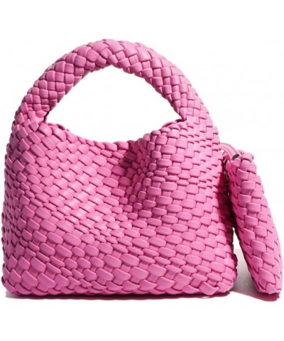 Fashion Handbag For Women, Woven Tote Bag Bucket Composite Bag Knitting Chain Bag, Crossbody Shoulder Bag Purses Rose Red $28...