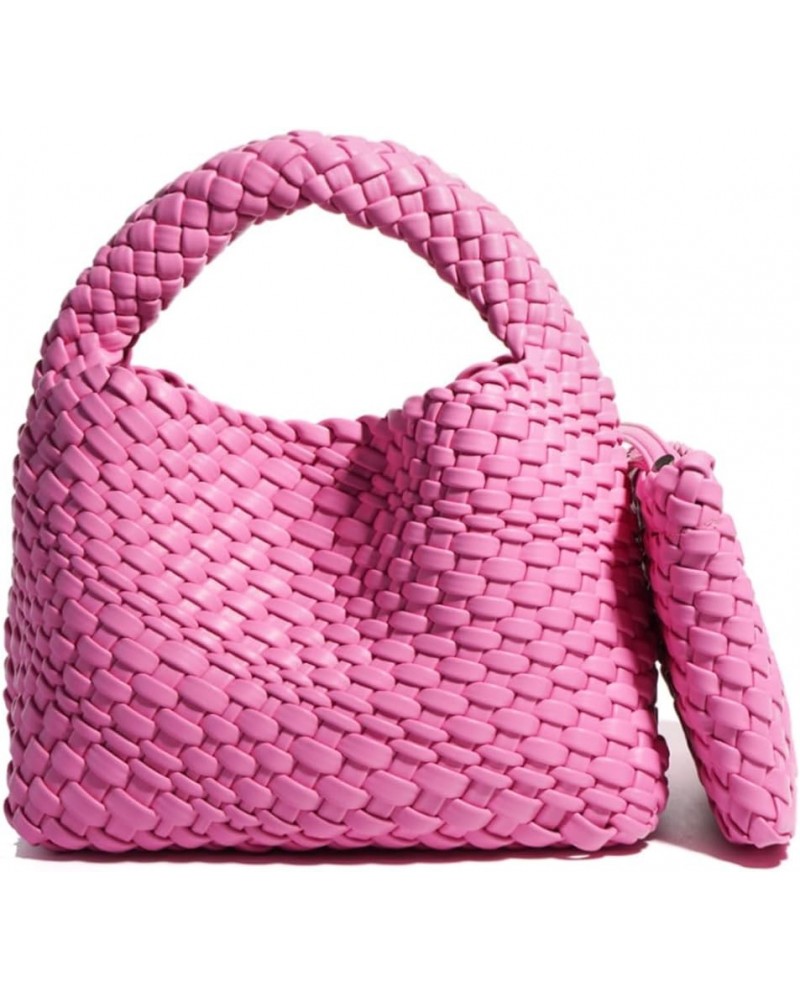 Fashion Handbag For Women, Woven Tote Bag Bucket Composite Bag Knitting Chain Bag, Crossbody Shoulder Bag Purses Rose Red $28...