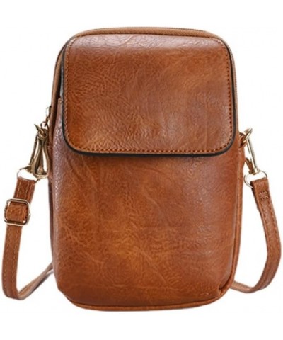 Crossbody Phone Bag for Women Leather Ladies Flip Cross Body Wallet Mini Handbags Phone Purse Brown $22.68 Totes