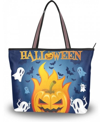 Tote Bag Halloween Pumpkin Bats Ghosts Shoulder Bag Handbag for Women Girls $15.38 Shoulder Bags