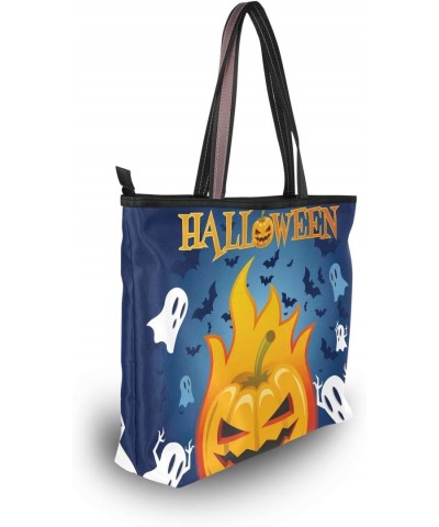 Tote Bag Halloween Pumpkin Bats Ghosts Shoulder Bag Handbag for Women Girls $15.38 Shoulder Bags