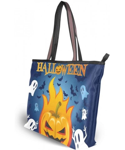 Tote Bag Halloween Pumpkin Bats Ghosts Shoulder Bag Handbag for Women Girls $15.38 Shoulder Bags