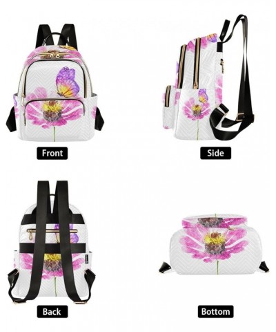 Watercolor Butterfly Pink Flower Small Backpack Purse for Women Travel Bag Fashion Daypack Back Pack Shoulder Bag Multicolor ...