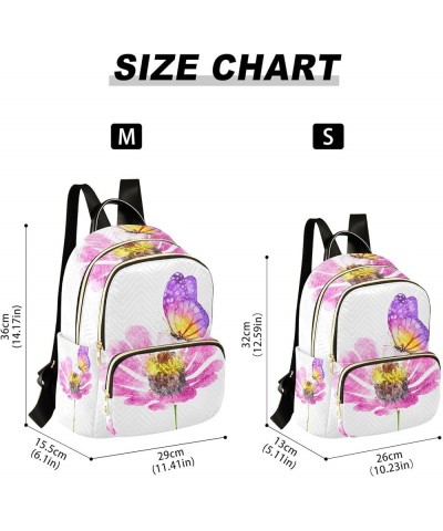 Watercolor Butterfly Pink Flower Small Backpack Purse for Women Travel Bag Fashion Daypack Back Pack Shoulder Bag Multicolor ...