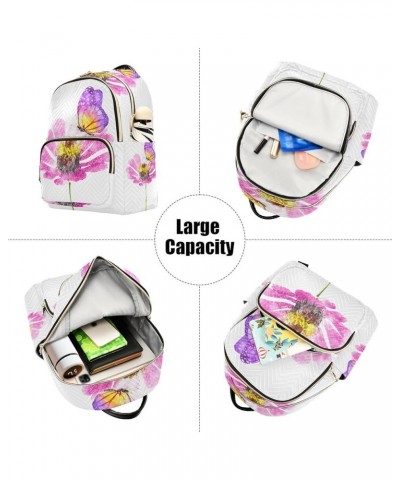 Watercolor Butterfly Pink Flower Small Backpack Purse for Women Travel Bag Fashion Daypack Back Pack Shoulder Bag Multicolor ...