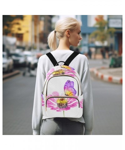 Watercolor Butterfly Pink Flower Small Backpack Purse for Women Travel Bag Fashion Daypack Back Pack Shoulder Bag Multicolor ...