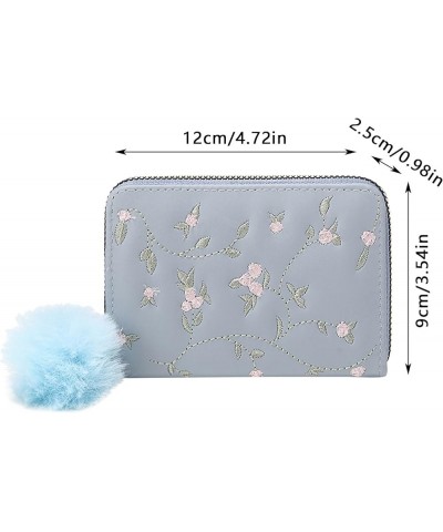 Women Wallet Fashion Flower Pattern Embroidery New Pattern Zipper Practical Multi Layered Bag Small (Green, One Size) Green O...