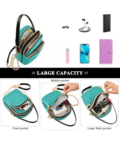 Turquoise Green Crossbody Handbags Zip Cell Phone Purse Womens Leather Handbags Purses Light Sea Green $11.18 Shoulder Bags