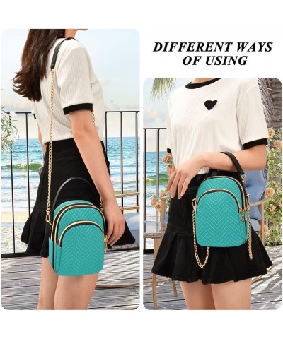 Turquoise Green Crossbody Handbags Zip Cell Phone Purse Womens Leather Handbags Purses Light Sea Green $11.18 Shoulder Bags