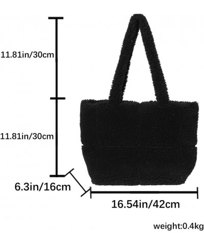 Fall/Winter Large Capacity Shearling Tote BagCasual Outing Versatile Furry Handbag Shearling Bucket Bag Black $19.94 Handbags