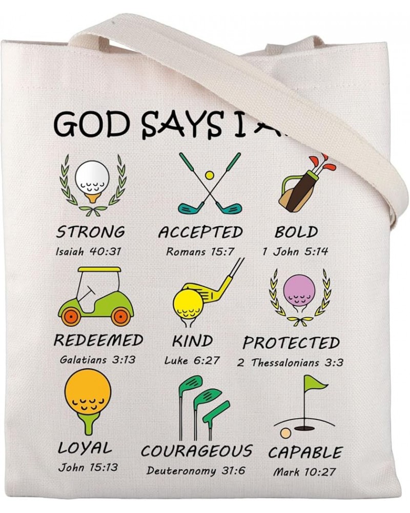 Golf Lovers Gifts Golf Tote Bag Golf Gifts for Women Golfer Gift Tote Bag God Says I Am Golf Christian Inspiration Gifts God ...