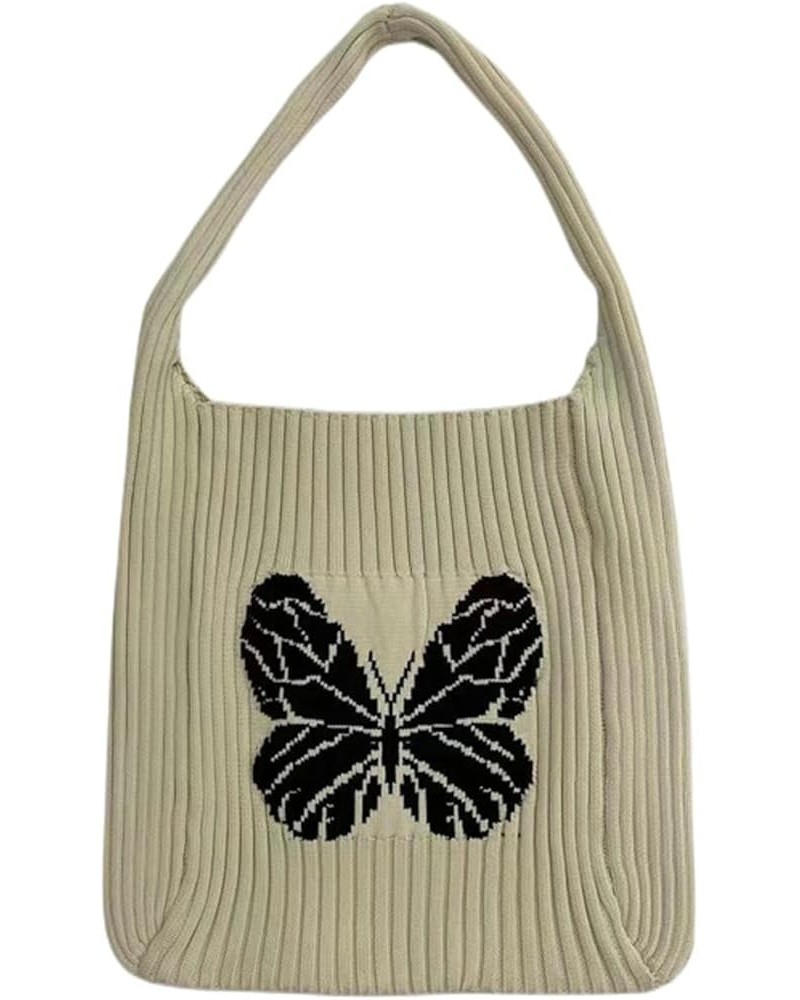 Summer Tote Bag for Women Cute Butterfly Woven Purses Knitted Crochet Bag Contrast Apricot $12.31 Totes