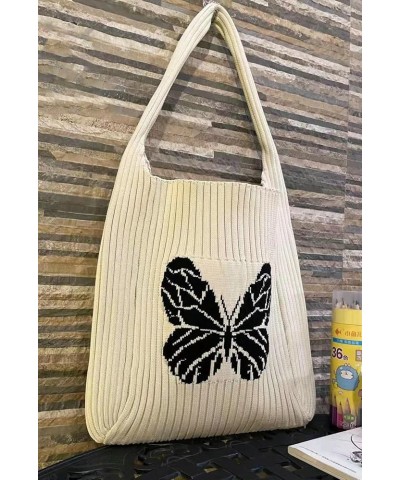 Summer Tote Bag for Women Cute Butterfly Woven Purses Knitted Crochet Bag Contrast Apricot $12.31 Totes