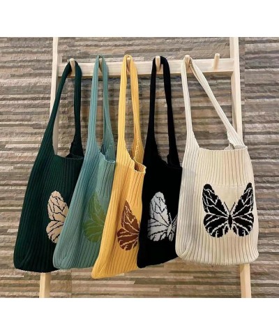 Summer Tote Bag for Women Cute Butterfly Woven Purses Knitted Crochet Bag Contrast Apricot $12.31 Totes