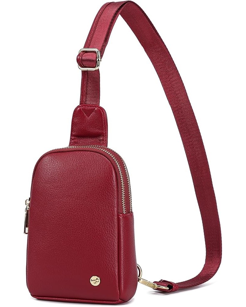 INICAT Small Sling Bag Crossbody Vegan Leather Fanny Packs for Women Women Fashionable Chest Bag for Travel 0-Red $10.50 Trav...