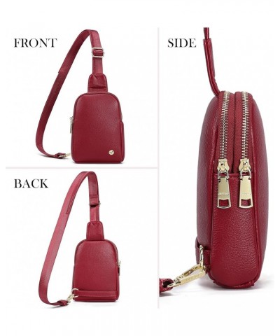 INICAT Small Sling Bag Crossbody Vegan Leather Fanny Packs for Women Women Fashionable Chest Bag for Travel 0-Red $10.50 Trav...