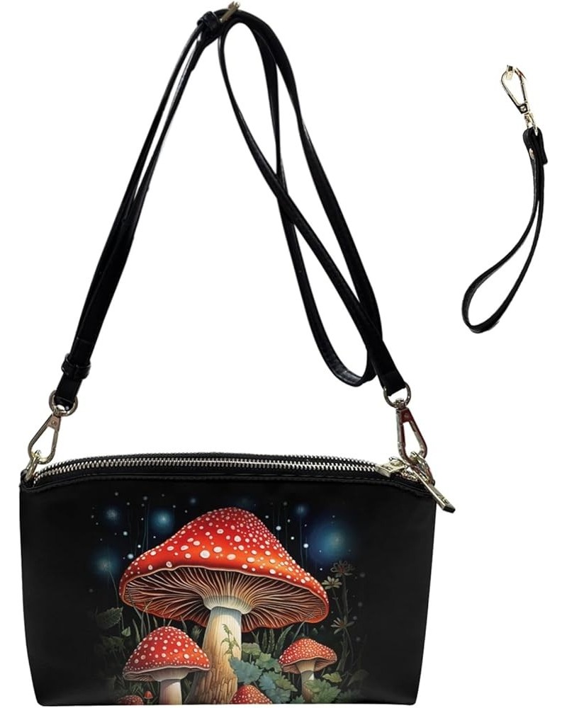 South Indian Navajo Small Crossbody Bag Womens Leather Shoulder Bag Wristlet Purse Handbag with Zipper Red Mushroom $20.51 Cr...