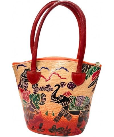 REONNDARLING Genuine Leather Multi Hand Bag ? Hobo Bag With Elephant & Women Print for Womens., Multicolour $35.00 Handbags