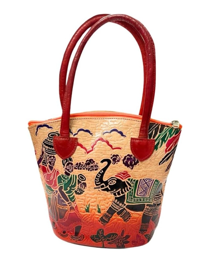 REONNDARLING Genuine Leather Multi Hand Bag ? Hobo Bag With Elephant & Women Print for Womens., Multicolour $35.00 Handbags