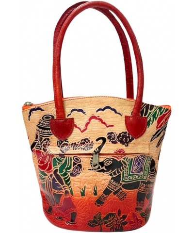 REONNDARLING Genuine Leather Multi Hand Bag ? Hobo Bag With Elephant & Women Print for Womens., Multicolour $35.00 Handbags