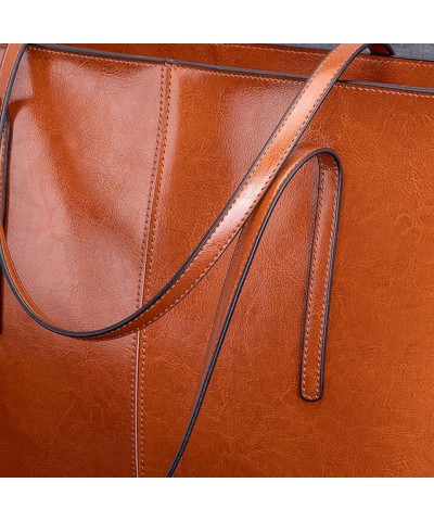 Genuine Leather Tote Bags for Women Women's Shoulder Purses Vintage Handbags Top Handle Work Bags for Women Khaki $36.02 Totes