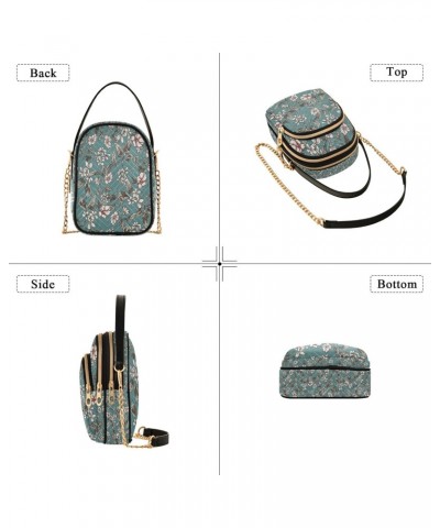 Vintage Flower Branch Leaves Crossbody Handbags for Women Casual Leather Shoulder Phone Purse $14.81 Crossbody Bags