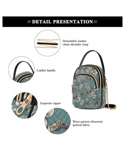 Vintage Flower Branch Leaves Crossbody Handbags for Women Casual Leather Shoulder Phone Purse $14.81 Crossbody Bags