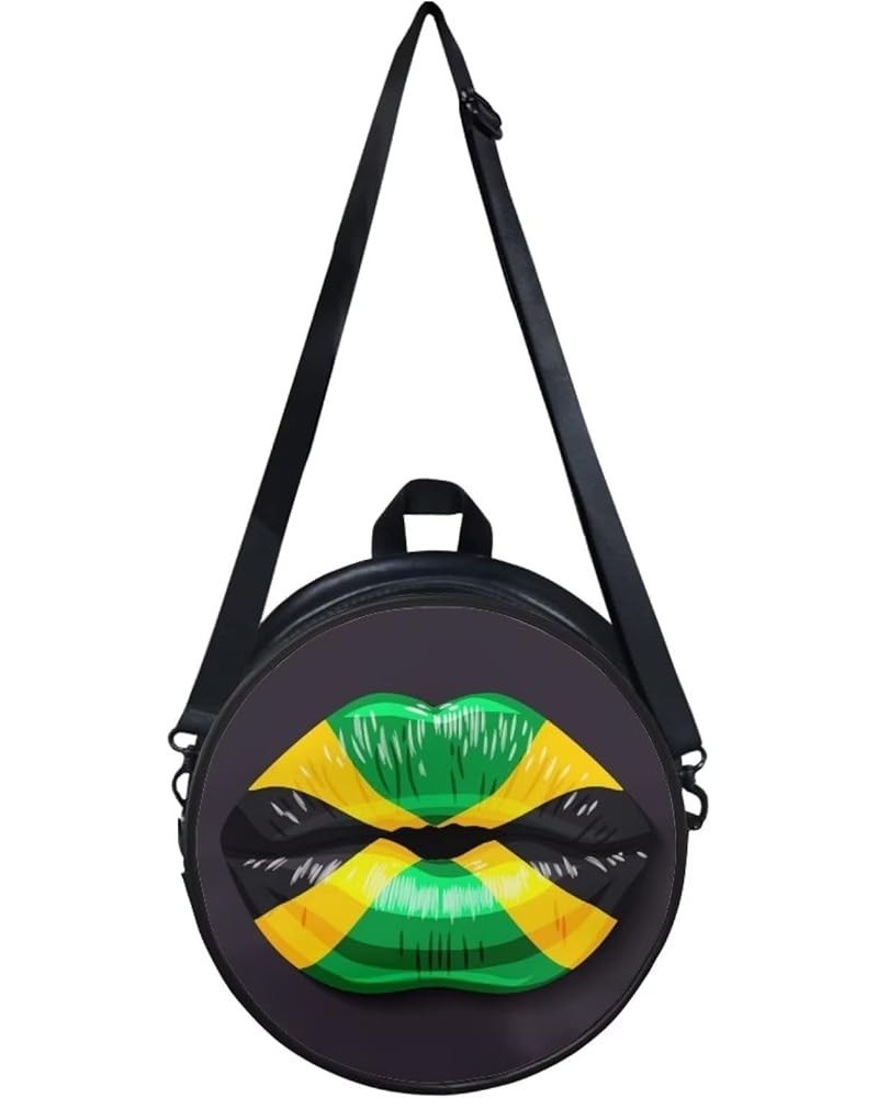 Womens Girls Shoulder Handbag Fashion Zipper Messenger Bag PU Leather Round Wallet with Adjustable Straps Jamaica Flag $14.00...