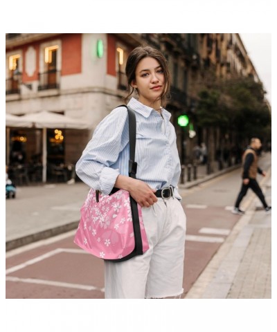 Women Shoulder Bags Pink Cherry Blossoms Over The Shoulder Bags Adults Leather Sling Bags $14.52 Hobo Bags