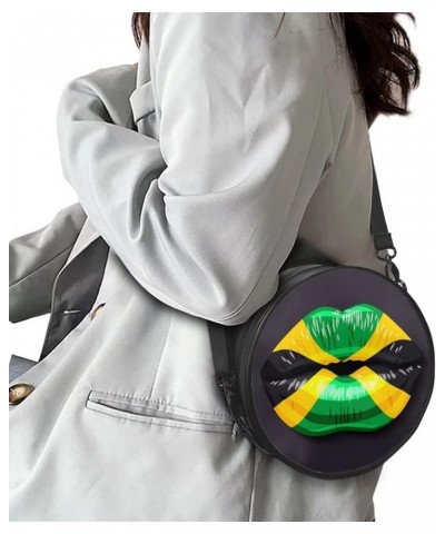 Womens Girls Shoulder Handbag Fashion Zipper Messenger Bag PU Leather Round Wallet with Adjustable Straps Jamaica Flag $14.00...