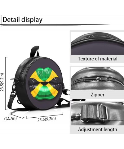 Womens Girls Shoulder Handbag Fashion Zipper Messenger Bag PU Leather Round Wallet with Adjustable Straps Jamaica Flag $14.00...